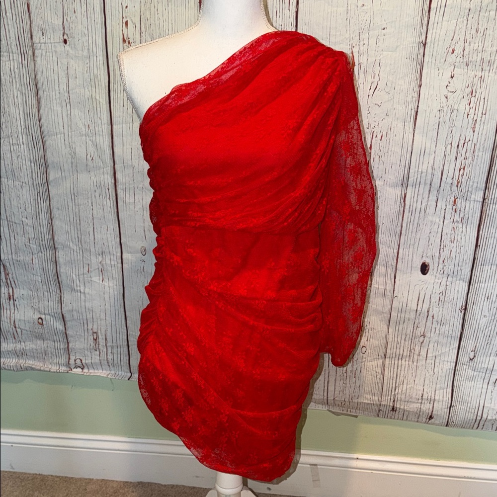Showpo Vibrant Red One-Shoulder Dress